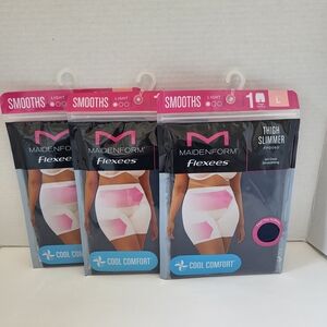 Maidenform Flexees Shapewear Thigh Slimmer Set Of 3 Women's Size L Navy Blue